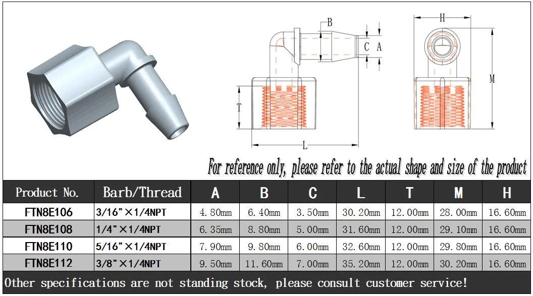 7.9mm ID Tubing G1/2&quot; Male Threading in-Line Plastic Hose Barb Fittings Thread Connector