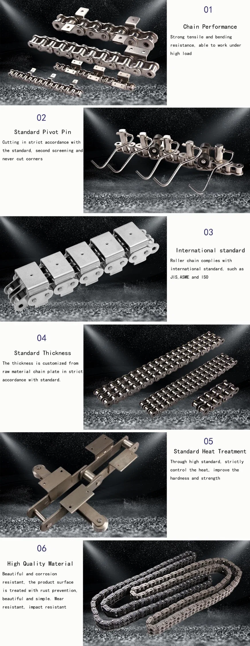 Professional Supply Stainless Steel Plain Transmission Equipment Parts Conveyor Roller Chain