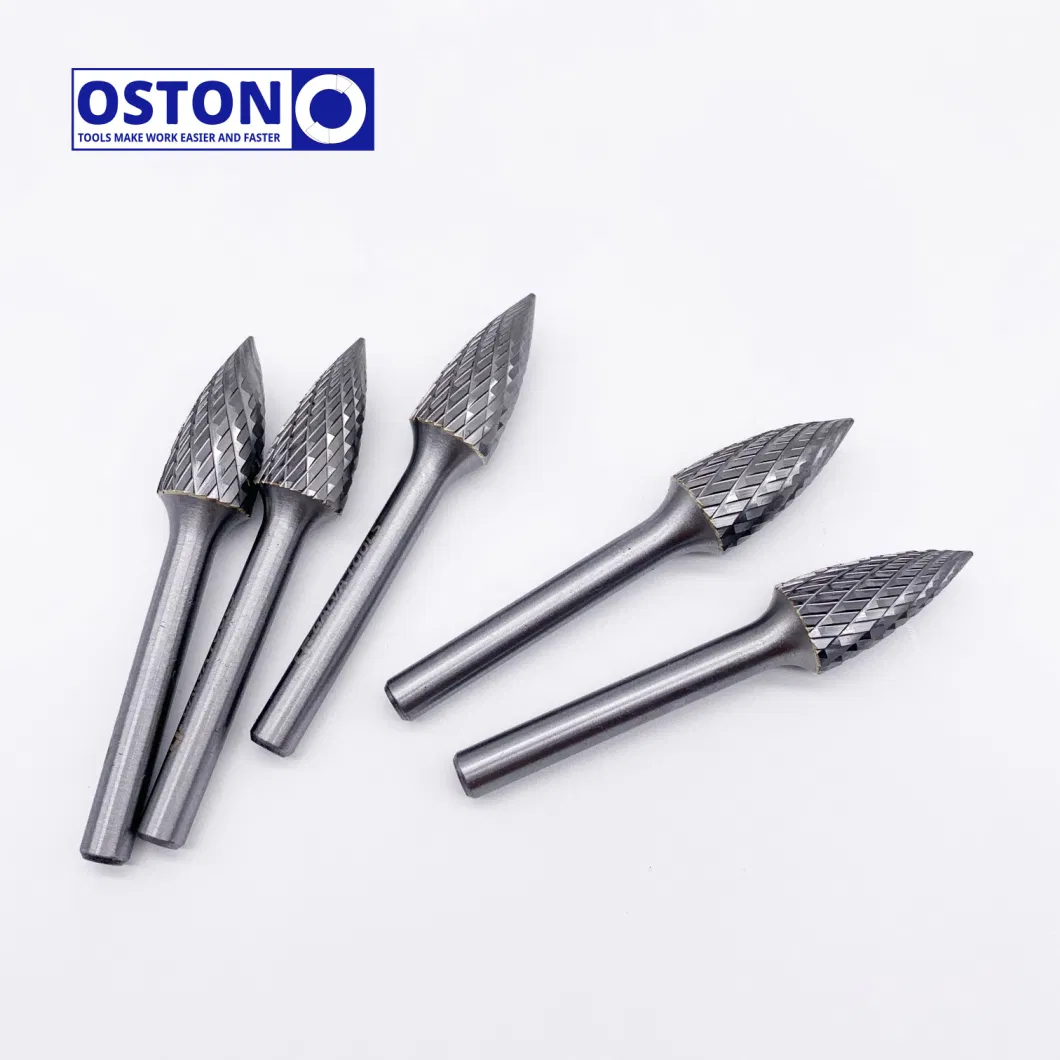 Powerful Factory 1/4 Inch Shank Solid G Type Tungsten Carbide Burrs Type Point Tree Carbide Rotary File with Short Stalk Burr