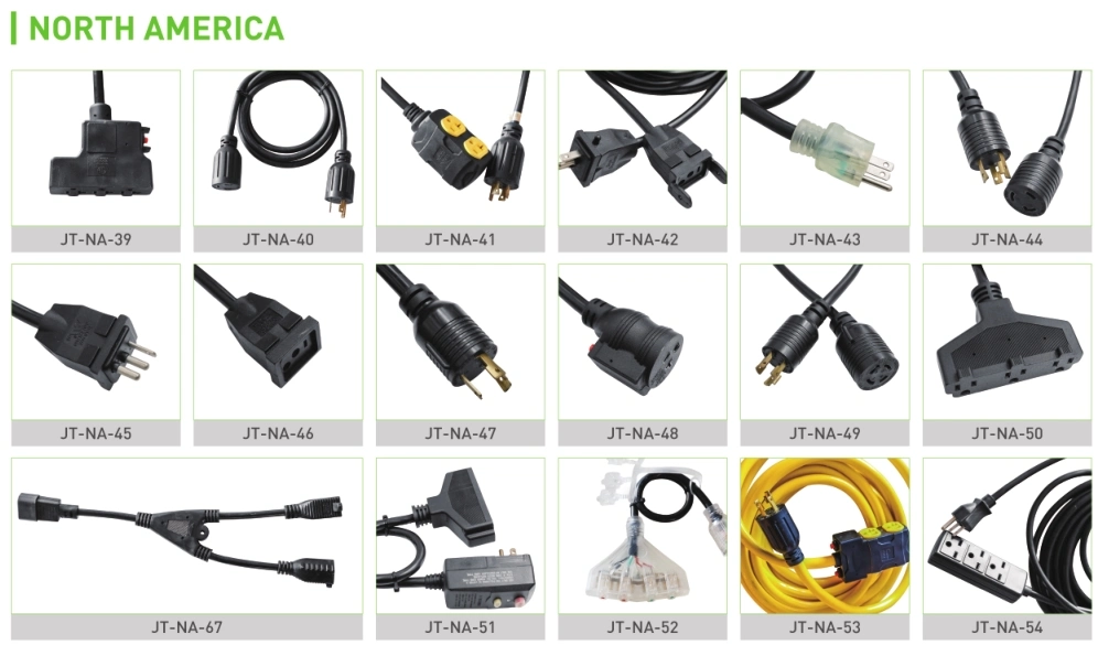 NEMA 5-15r+IEC C13 Current Tap Power Plugs