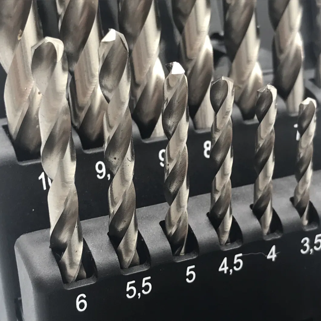 19 PCS DIN338 Standard HSS M35 Straight Shank Twist Drill Bit Set for Metal Drilling