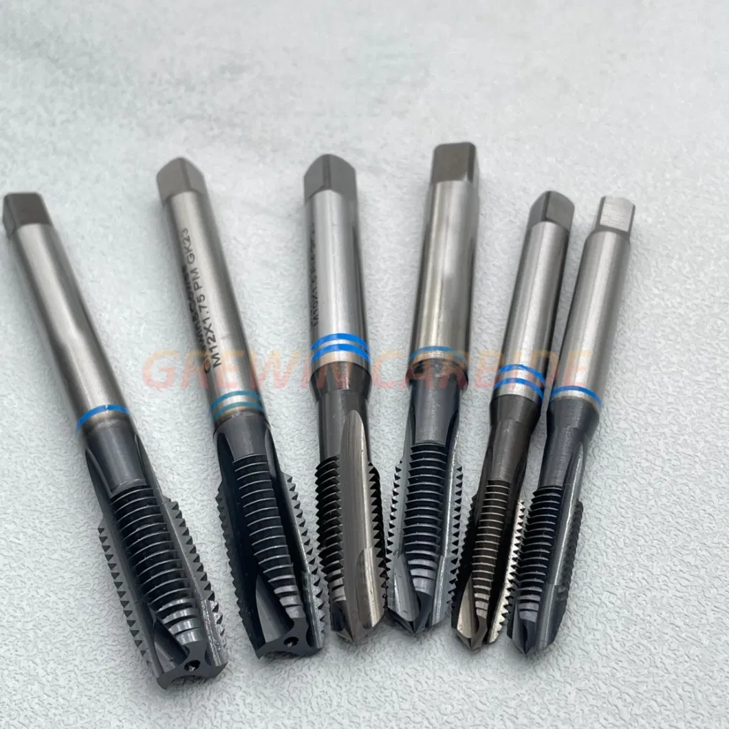 Grewin&Cowee-High Quality Hsse HSS-Pm Machine Taps Spiral Point Tap DIN371 DIN376 with Blue Ring for Through Hole for Stainless Steel, Nickel Alloy, Titanium