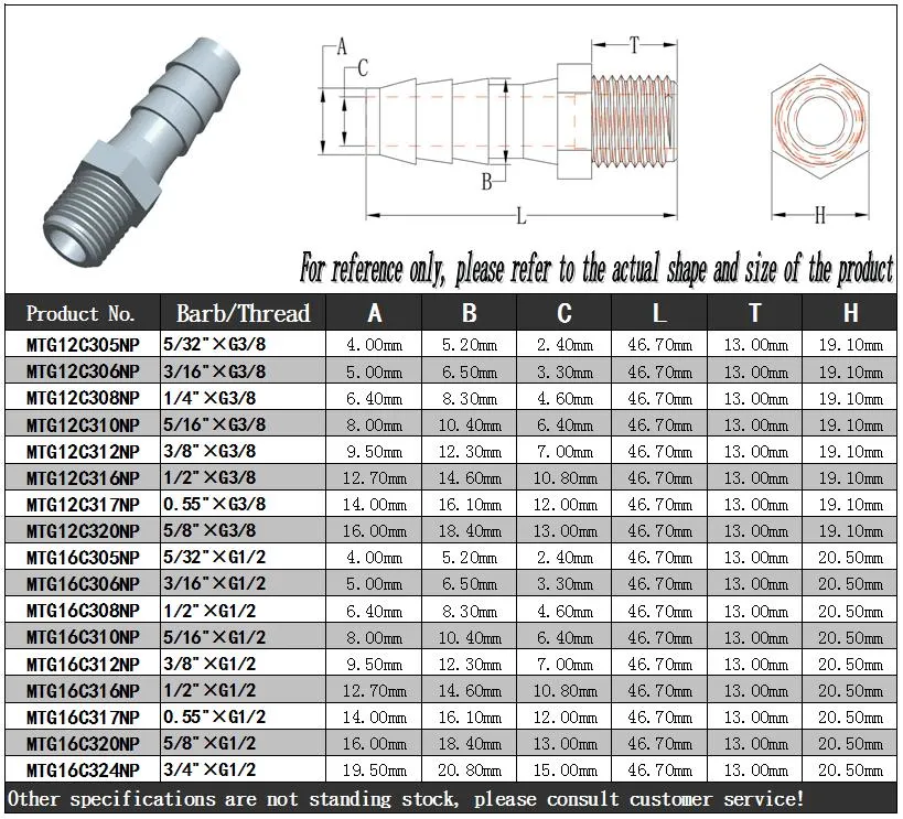 G1/2&quot;X3/16&quot; Hose Barb Coupler White Polypropylene L Shape Male Threading Fitting