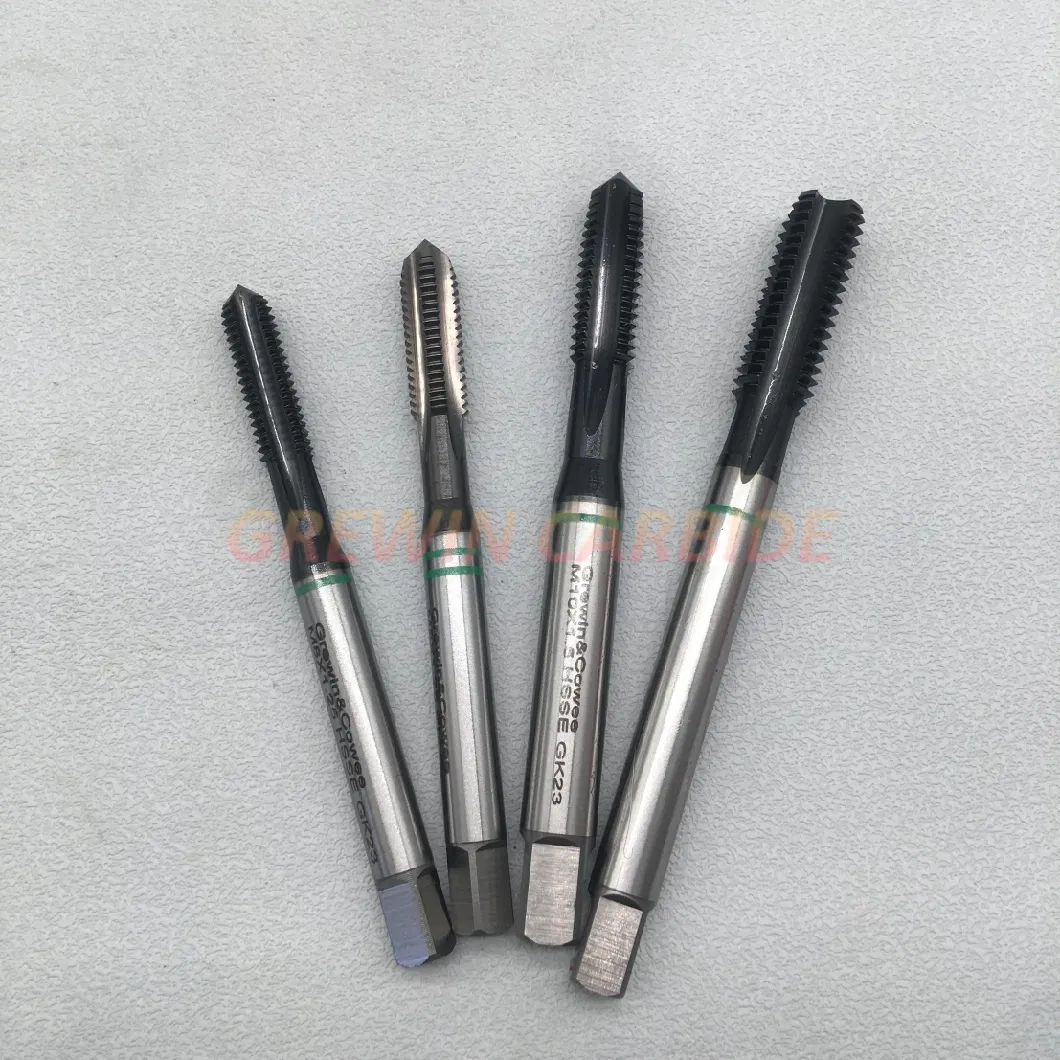 Grewin-Wholesale Price High Speed Steel Tip Tap Spiral Point Taps Straight Taps with Green Ring DIN371 DIN 376 Hsse HSS-Pm Machine Taps for Cast Iron, Aluminium