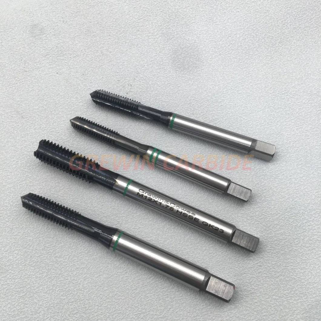 Grewin-Wholesale Price High Speed Steel Tip Tap Spiral Point Taps Straight Taps with Green Ring DIN371 DIN 376 Hsse HSS-Pm Machine Taps for Cast Iron, Aluminium