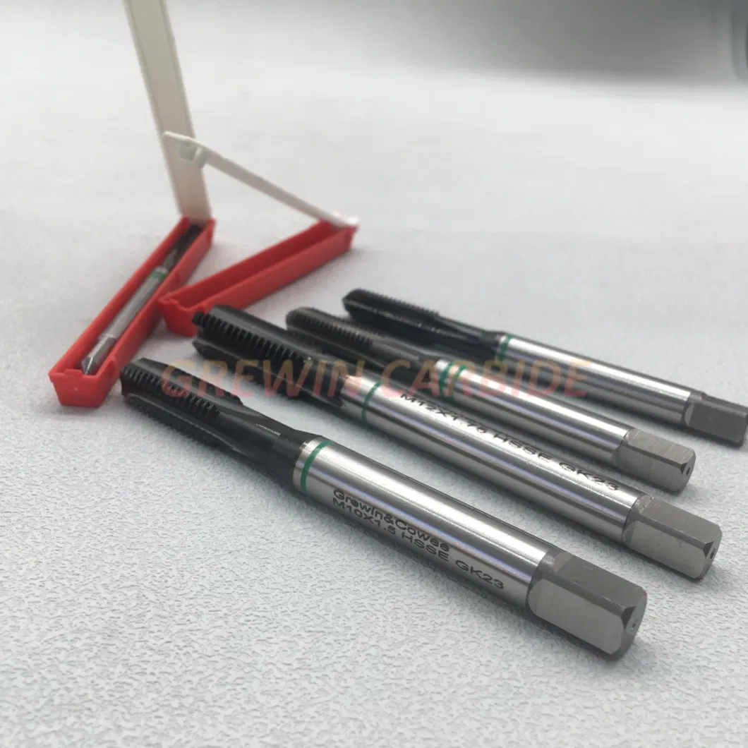 Grewin-Wholesale Price High Speed Steel Tip Tap Spiral Point Taps Straight Taps with Green Ring DIN371 DIN 376 Hsse HSS-Pm Machine Taps for Cast Iron, Aluminium