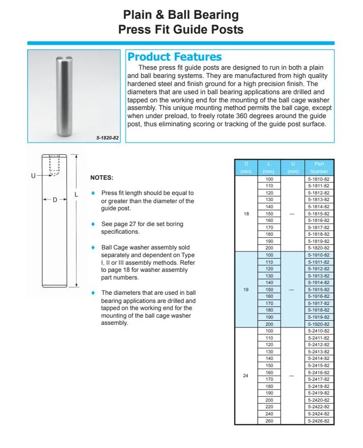 Precision Components Mold Automotive Straight Guide Posts Die Set