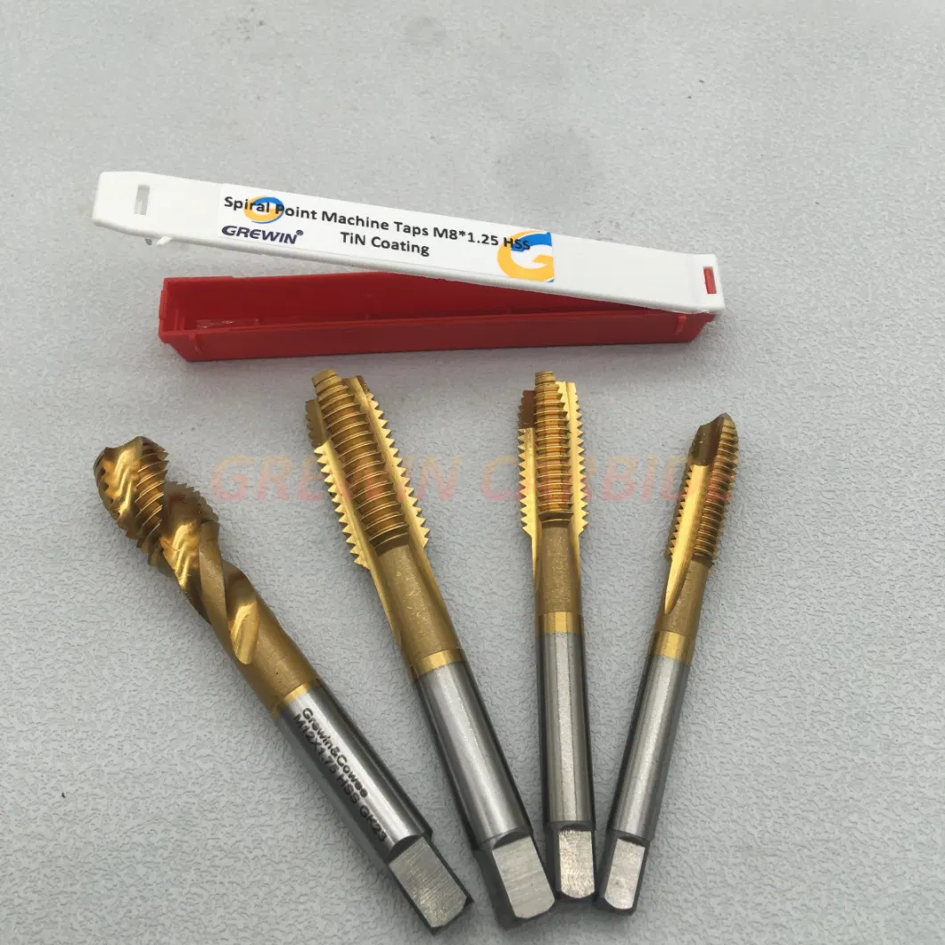 Grewin-Wholesale Price Hsse HSS-Pm HSS M35 Taps Straight Taps Spiral Tap Forming Taps M8*1.25 M10*1.5 M12*1.75 Machine Taps with Tin Coating