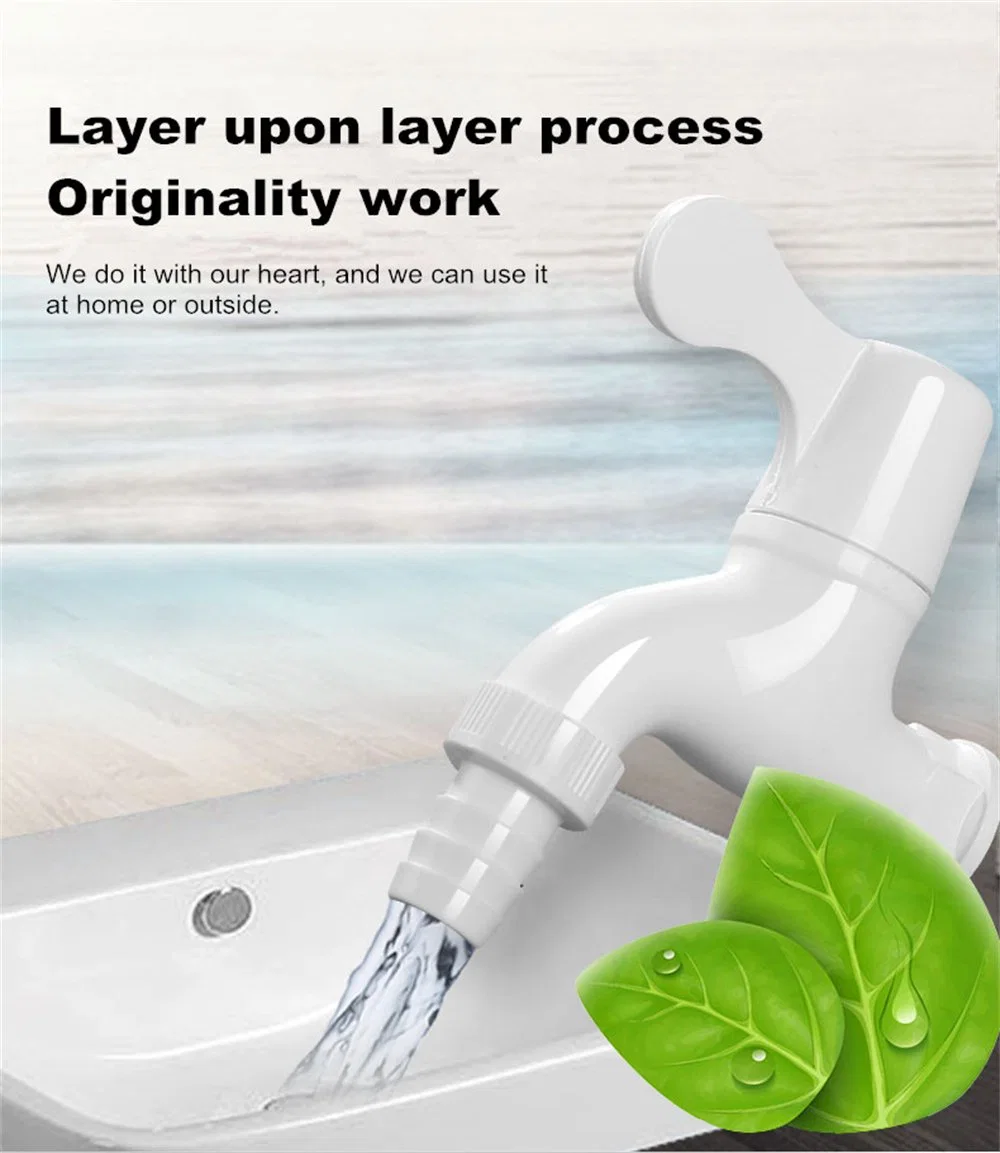 Lesso Wall Mounted Single Handle Kitchen DN15 20 Washing Machine Bibcock Bathroom Faucets White PVC Plastic Taps for Home