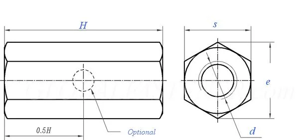 Galvanized Threaded Rod Coupler Metric Hex Long Round Coupling Nuts