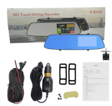 Fb-Ah309 New 4.3-Inch Touch-Screen Front-and-Rear Dual-Lens Rearview Mirror 1080P Recorder