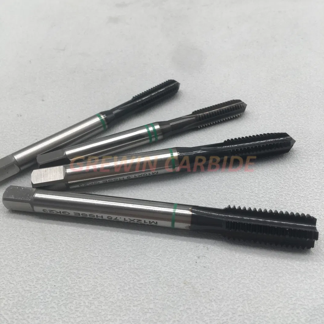 Grewin-Wholesale Price High Speed Steel Tip Tap Spiral Point Taps Straight Taps with Green Ring DIN371 DIN 376 Hsse HSS-Pm Machine Taps for Cast Iron, Aluminium