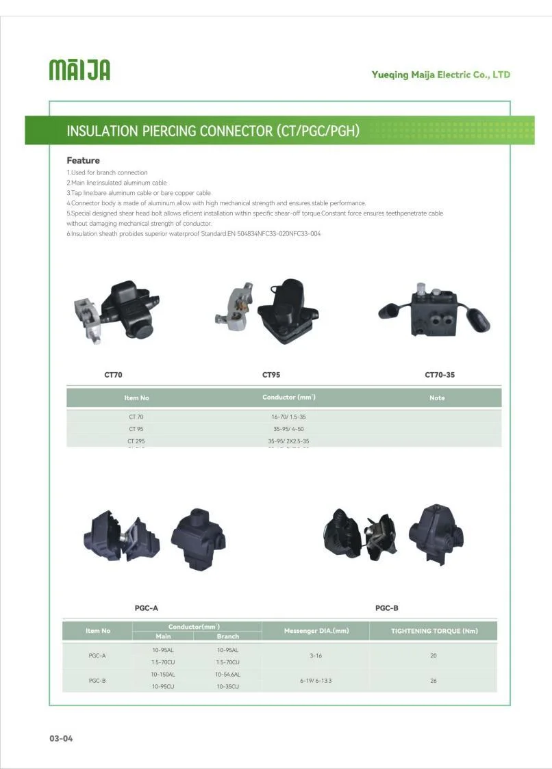 Low Voltage Plastic Material Insulation Piercing Electrical Connector