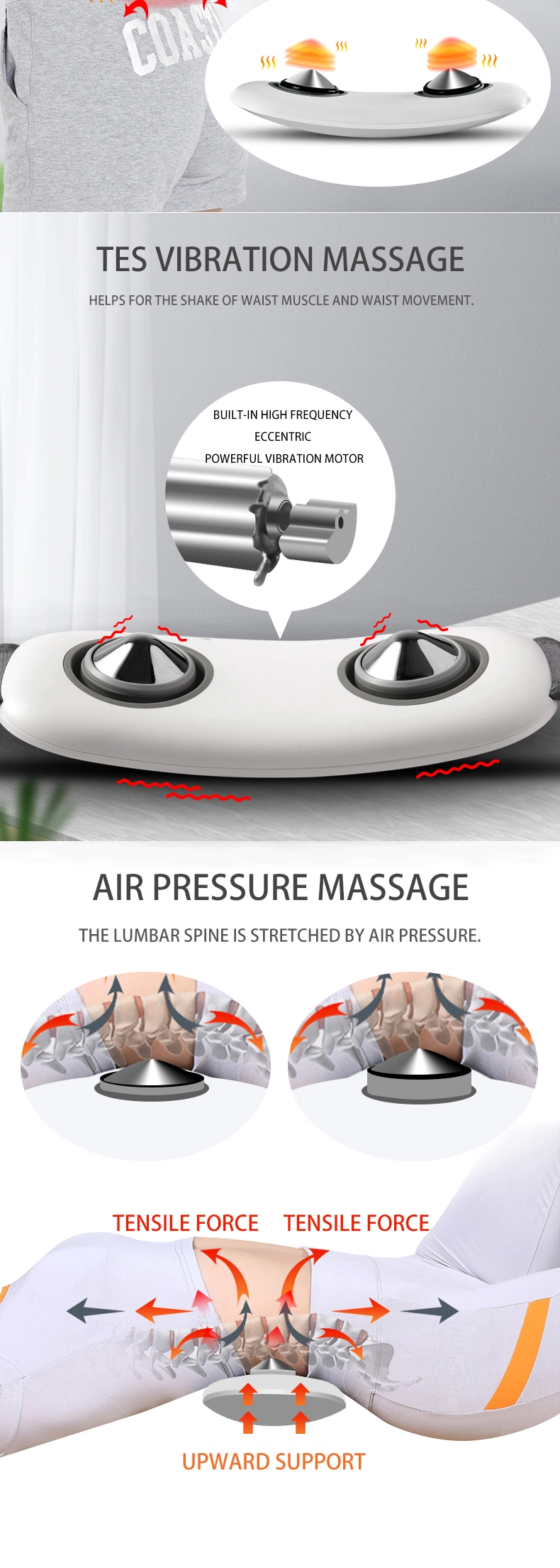 EMS Lumbar Support Back Massager Lower Back Muscle Pain Relief