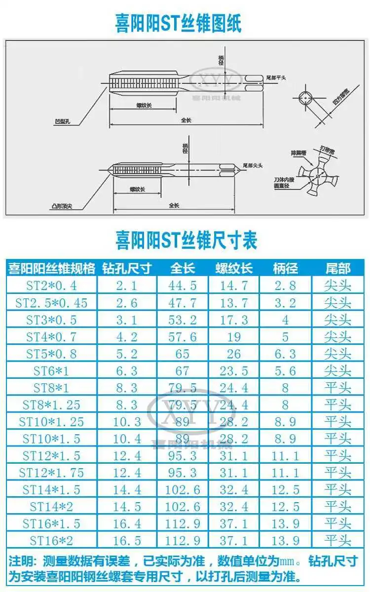 HSS Manual Tap Machine Tap St10*1.25 for Creating Thread HSS 6542 M10*1.25