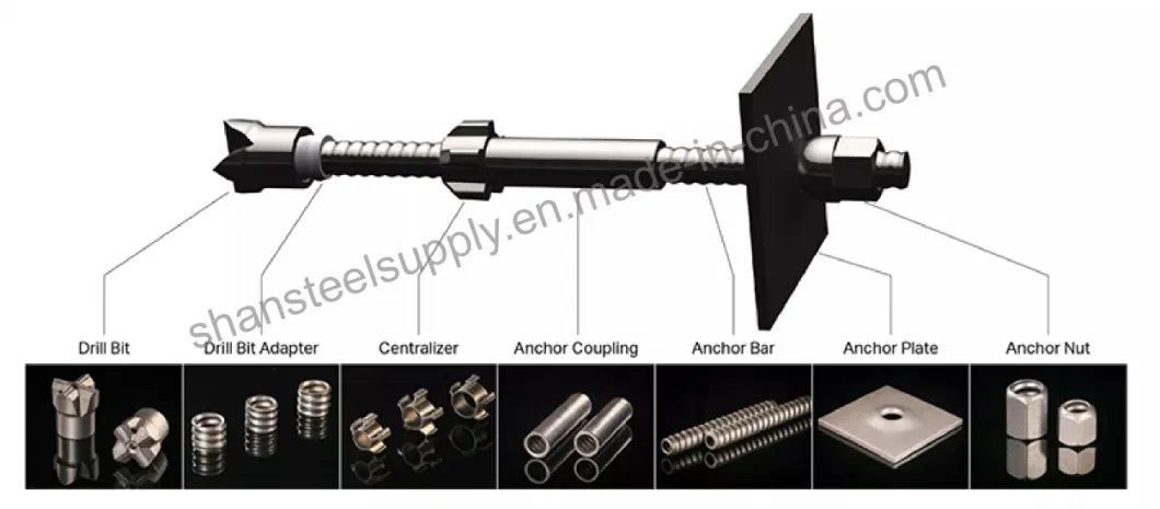 Hollow Self-Drilling Anchor System Anchor Bar/Rod Grappling Lower Price R25 R32 R38 R51 T76 Threaded Rod Concrete Anchors