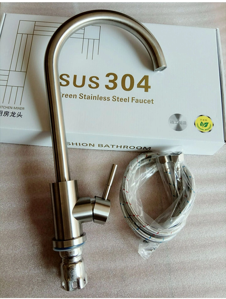 Stainless Steel 304 Kitchen Sink Faucet Cold Water Single Handle Black Color Contemporary Style