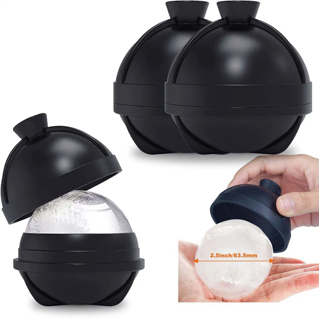 Large Silicone Round Cube Built in Funnel Whiskey Cocktails 6cm Maker Ice Sphere Ball Molds