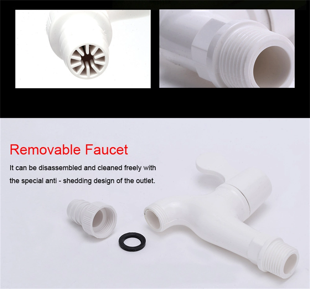 Lesso Wall Mounted Single Handle Kitchen DN15 20 Washing Machine Bibcock Bathroom Faucets White PVC Plastic Taps for Home