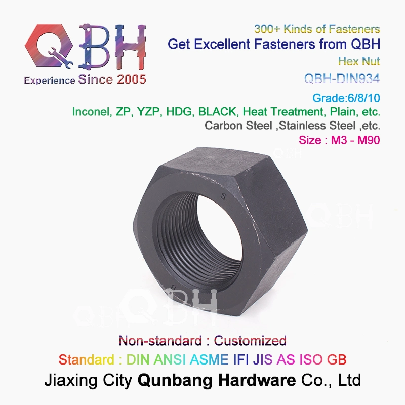 15% off in Stock Qbh DIN934 M30 Size HDG 8 Grade 3 Arcs Marking Single Chamfer Carbon Steel Spare Parts Sexangular Hex Nut