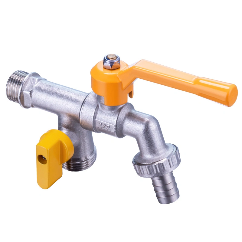 Brass Ball Valve Large Flow Double Outlet Faucet Used for Garden Hoses/Outdoor Antifreeze Tap/Washing Machines/Sinks