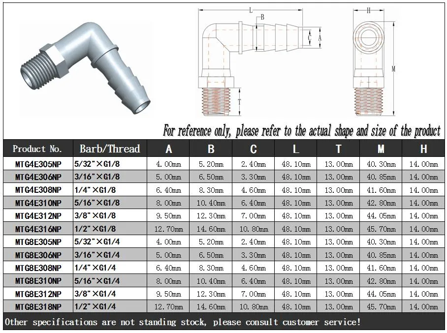 G1/2&quot;X3/16&quot; Hose Barb Coupler White Polypropylene L Shape Male Threading Fitting