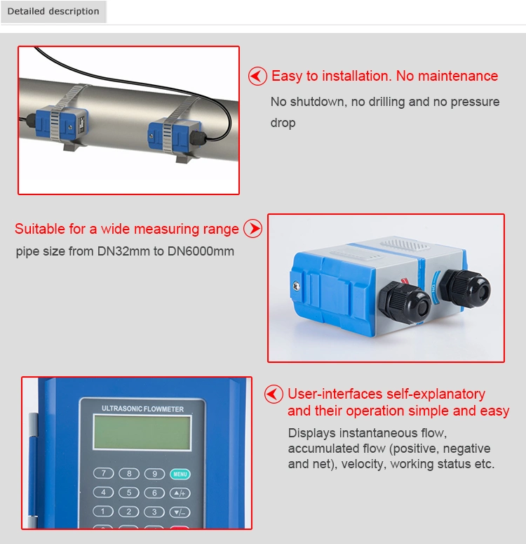 Ultrasonic Flow Meter for Tap Water Pure Liquid Measure Flow and Thermal