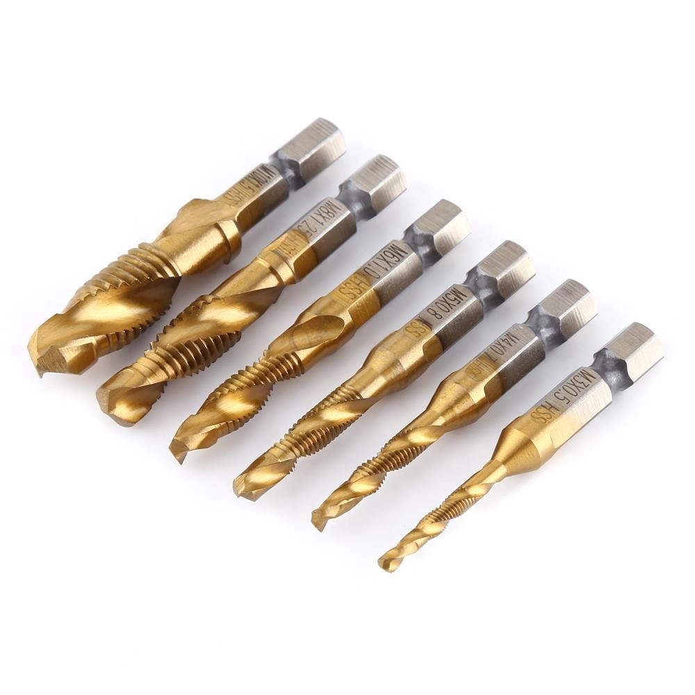 HSS Spiral Flute Taps Set 1/4&quot; Hex Shank Screw Taps Tool Set