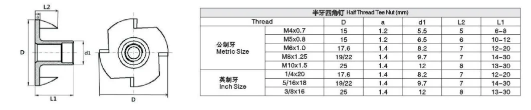 Reasonable Price Stainless Steel Furniture Tee Hex Nut