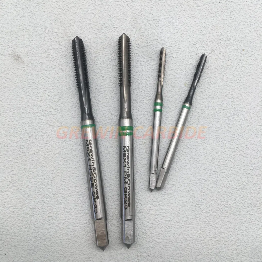 Grewin-Wholesale Price High Speed Steel Tip Tap Spiral Point Taps Straight Taps with Green Ring DIN371 DIN 376 Hsse HSS-Pm Machine Taps for Cast Iron, Aluminium