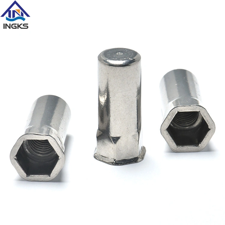 Metric Size Steel with Zinc Plated Flat Head Hex Rivet Nut