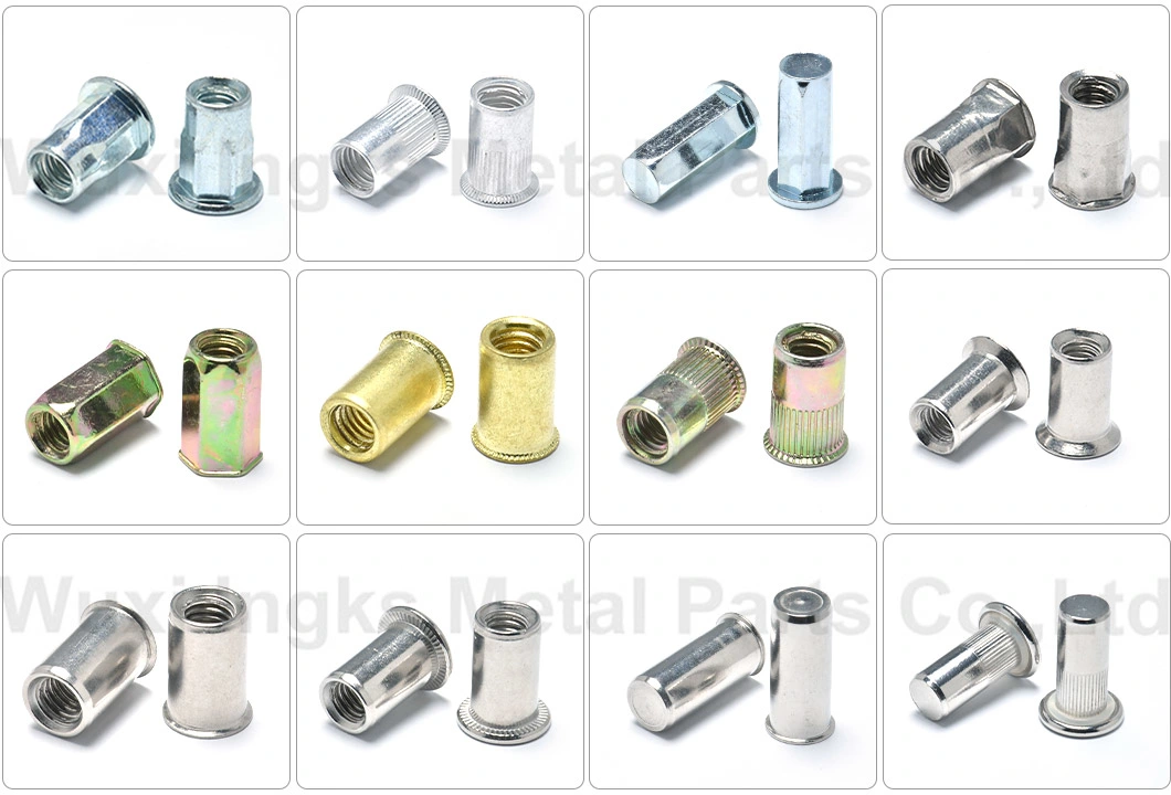 Metric Size Steel with Zinc Plated Flat Head Hex Rivet Nut