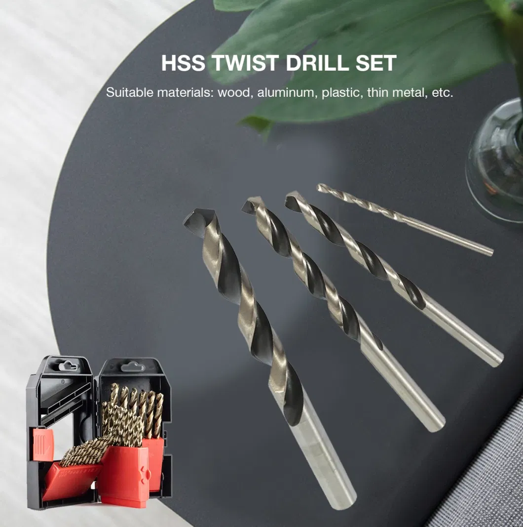 25 PCS HSS Cobalt Left Hand Drill Bit Set for Metal