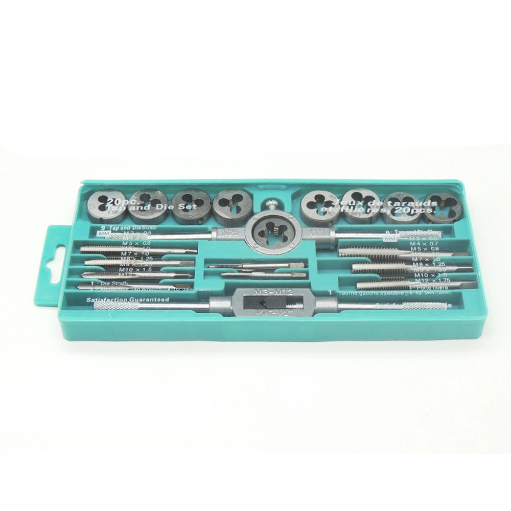 20PCS Metric M3-M12 Tap &amp; Die Sets Threading Tool with Wrench Handle for Threading