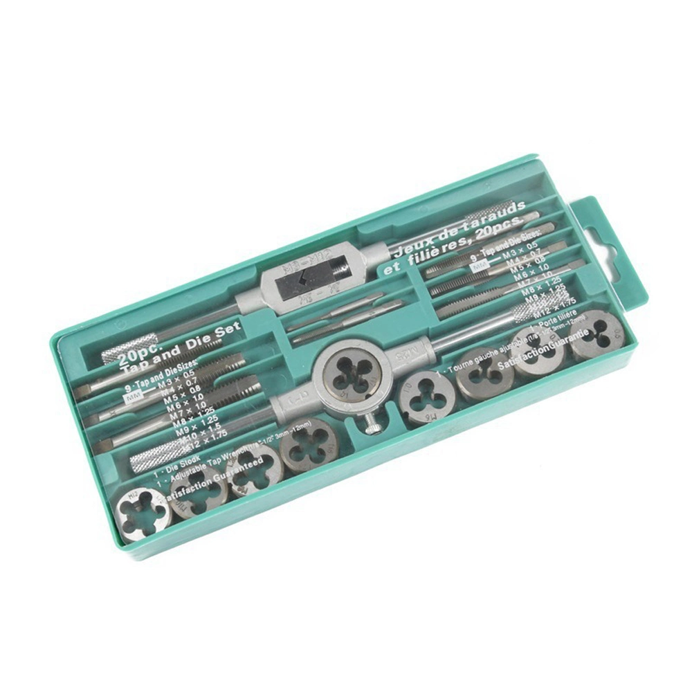 20PCS Metric M3-M12 Tap &amp; Die Sets Threading Tool with Wrench Handle for Threading