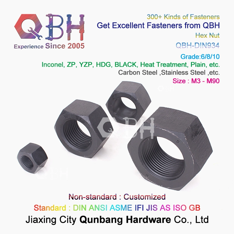 15% off in Stock Qbh DIN934 M30 Size HDG 8 Grade 3 Arcs Marking Single Chamfer Carbon Steel Spare Parts Sexangular Hex Nut