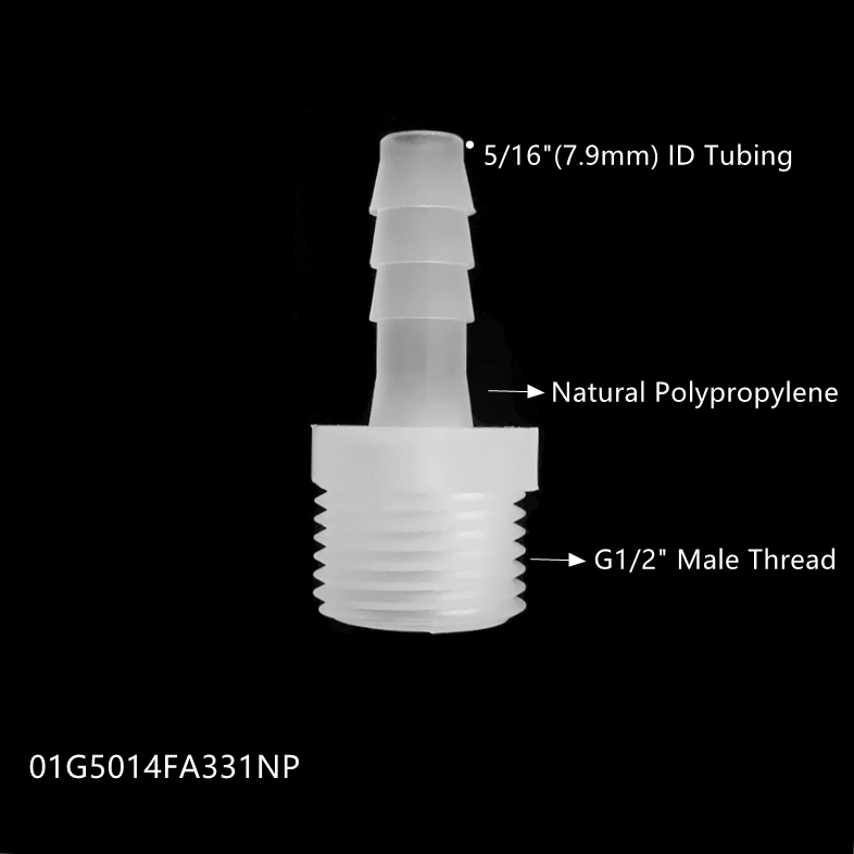 7.9mm ID Tubing G1/2&quot; Male Threading in-Line Plastic Hose Barb Fittings Thread Connector