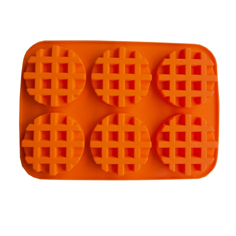 High Quality 6 Cavity Silicone Round Waffle Cookie Cake Mold