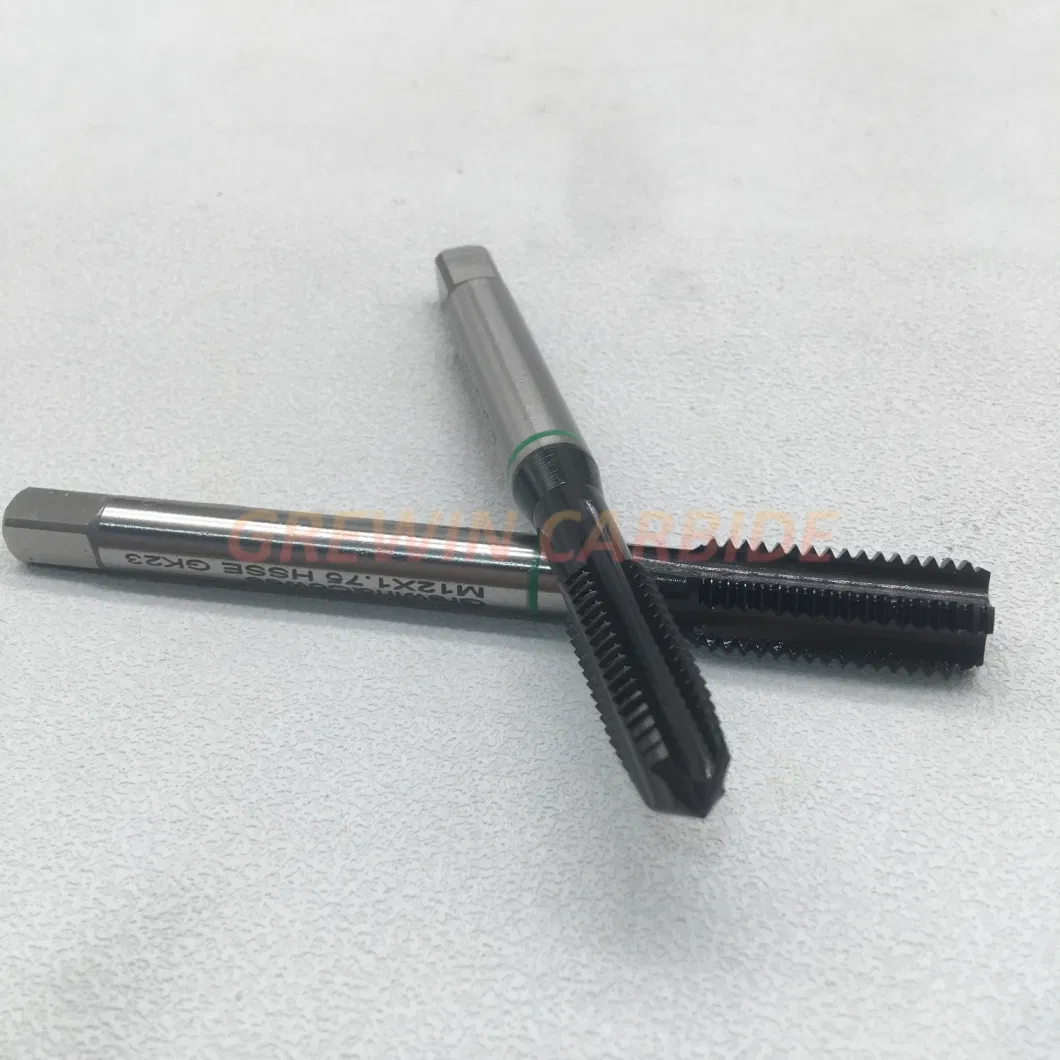 Grewin-Wholesale Price High Speed Steel Tip Tap Spiral Point Taps Straight Taps with Green Ring DIN371 DIN 376 Hsse HSS-Pm Machine Taps for Cast Iron, Aluminium