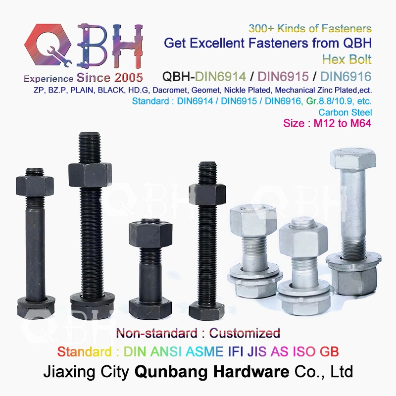 10%off DIN6914 Hex Bolt + DIN6915 Hex Nut + DIN6916 Washer M12-M64 Cl. 8.8/10.9 Construction Building Materials Fastener Fittings Steel Structure Assembled Set