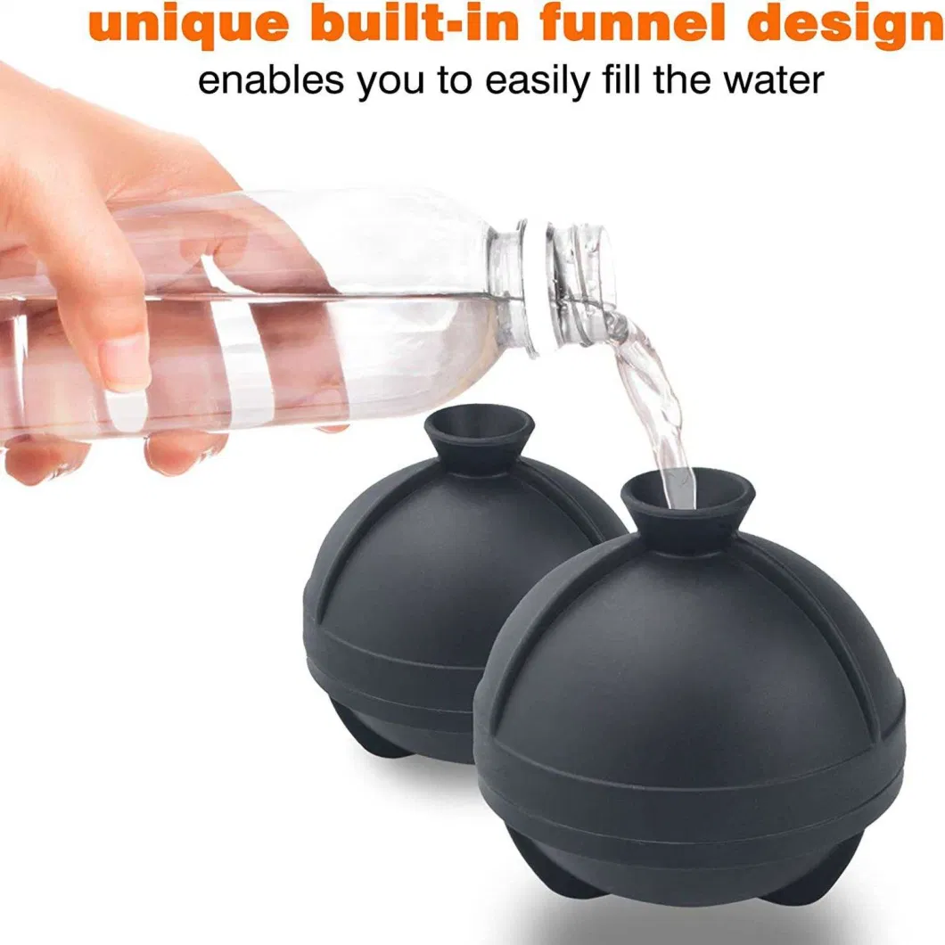 Large Silicone Round Cube Built in Funnel Whiskey Cocktails 6cm Maker Ice Sphere Ball Molds