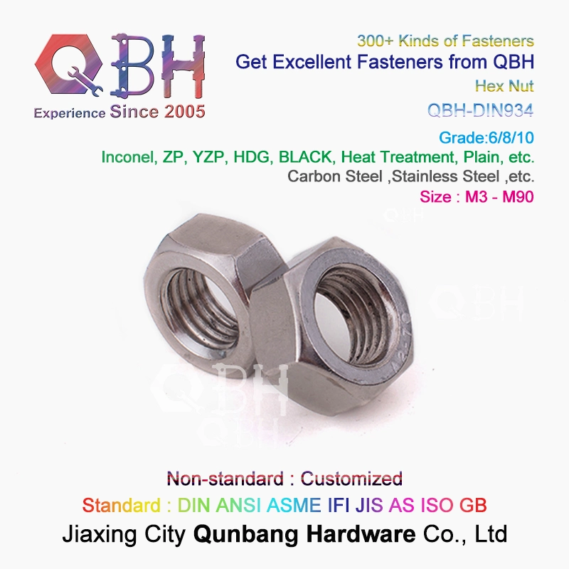 15% off in Stock Qbh DIN934 M30 Size HDG 8 Grade 3 Arcs Marking Single Chamfer Carbon Steel Spare Parts Sexangular Hex Nut