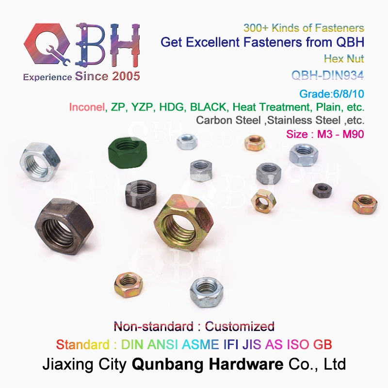 15% off in Stock Qbh DIN934 M30 Size HDG 8 Grade 3 Arcs Marking Single Chamfer Carbon Steel Spare Parts Sexangular Hex Nut