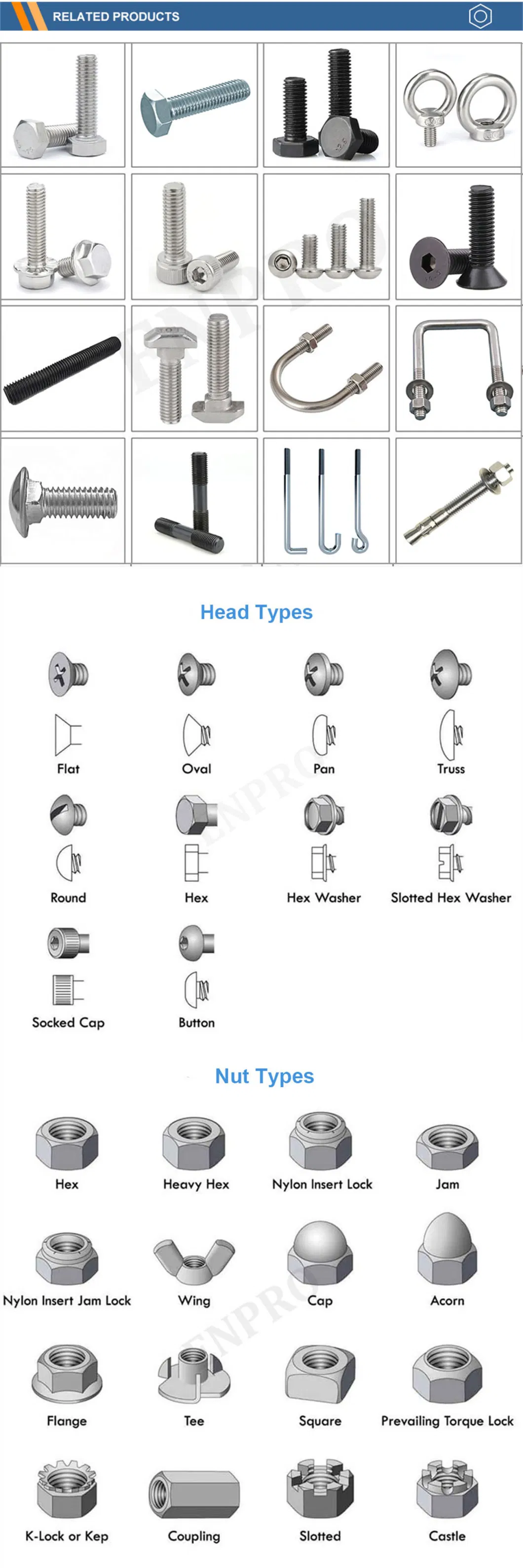 Hot Sales Hardware Fasteners Stainless Steel Long Size Hex Bolt &amp; Nut