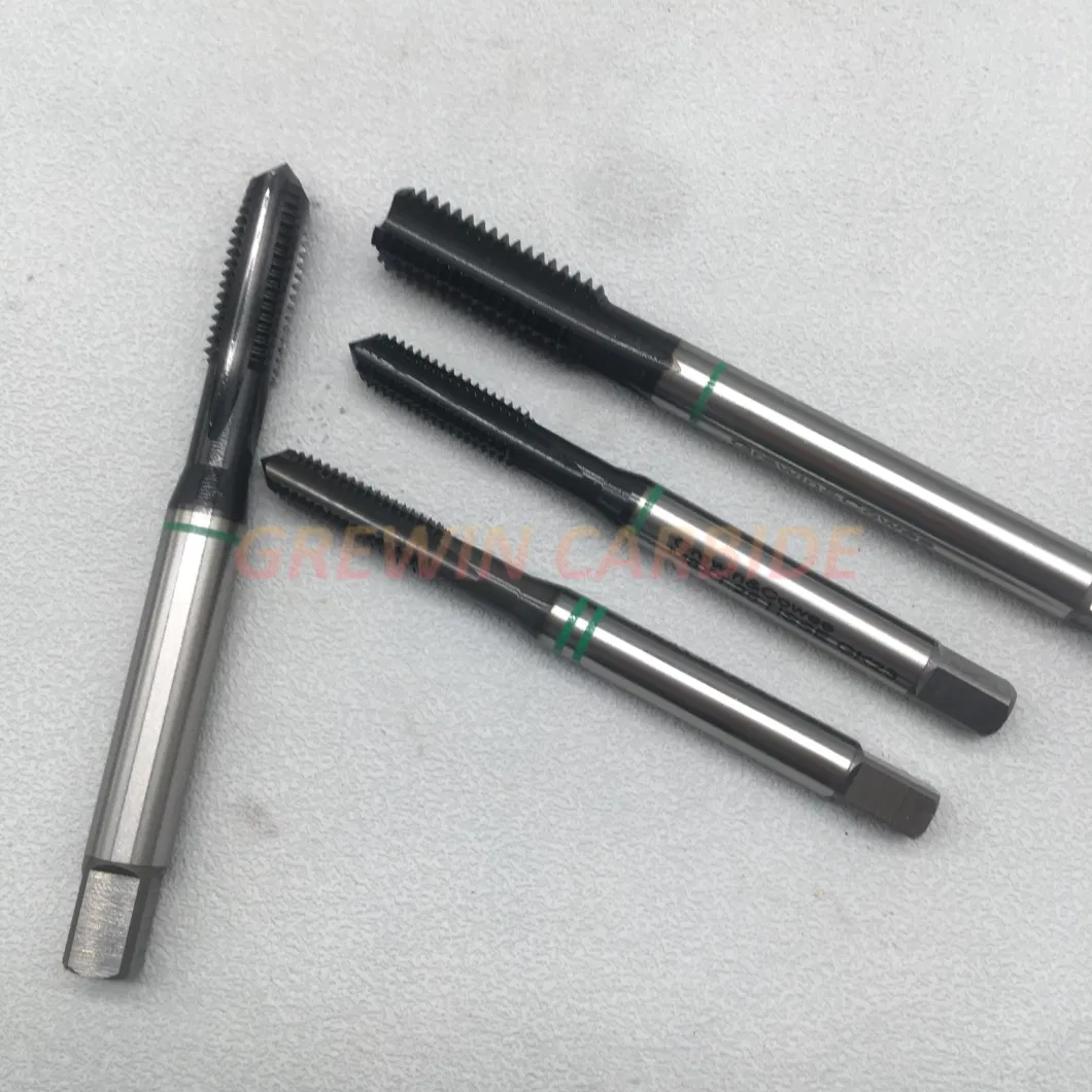 Grewin-Wholesale Price High Speed Steel Tip Tap Spiral Point Taps Straight Taps with Green Ring DIN371 DIN 376 Hsse HSS-Pm Machine Taps for Cast Iron, Aluminium