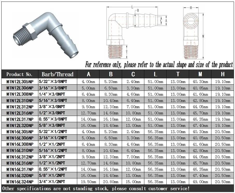 G1/2&quot;X3/16&quot; Hose Barb Coupler White Polypropylene L Shape Male Threading Fitting