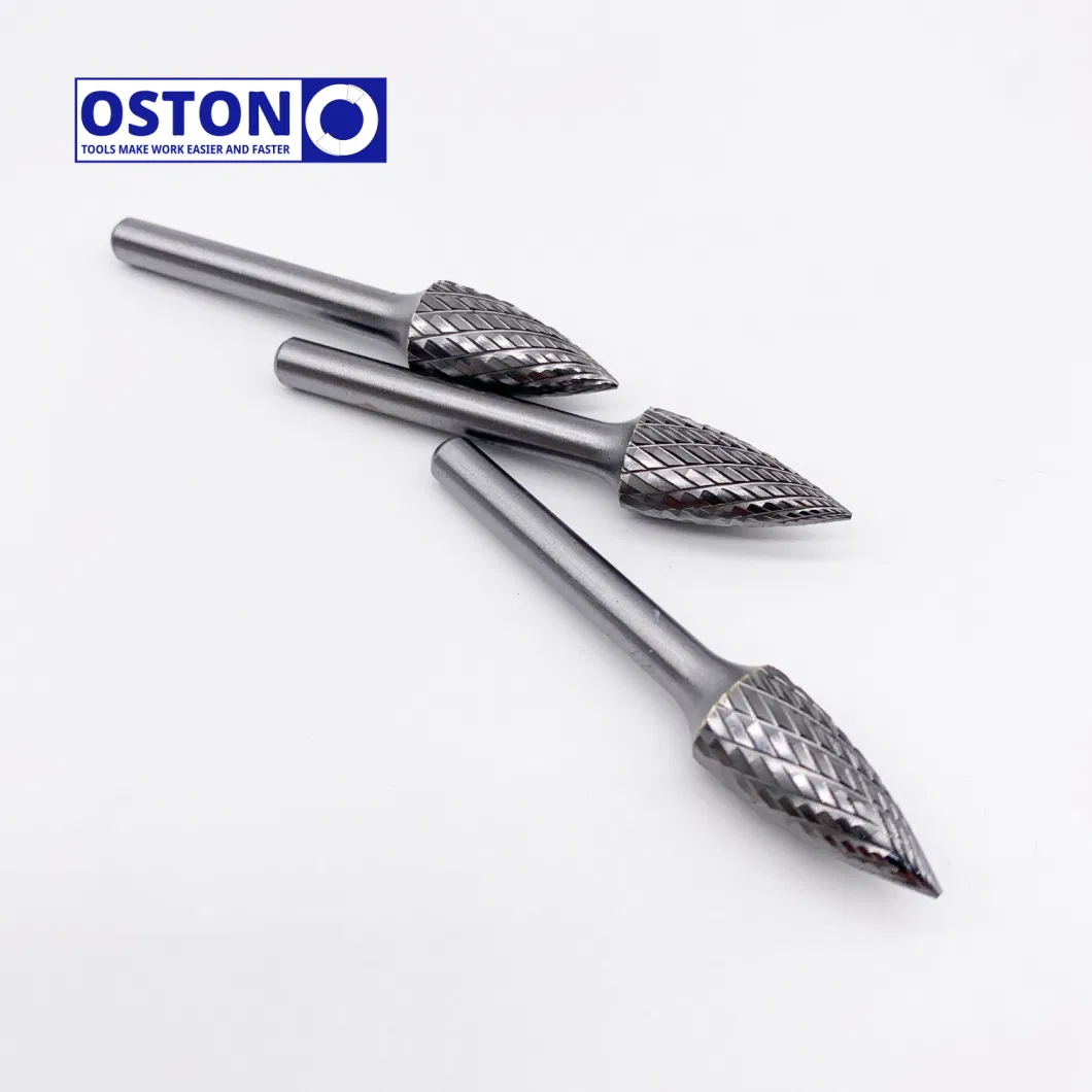 Powerful Factory 1/4 Inch Shank Solid G Type Tungsten Carbide Burrs Type Point Tree Carbide Rotary File with Short Stalk Burr