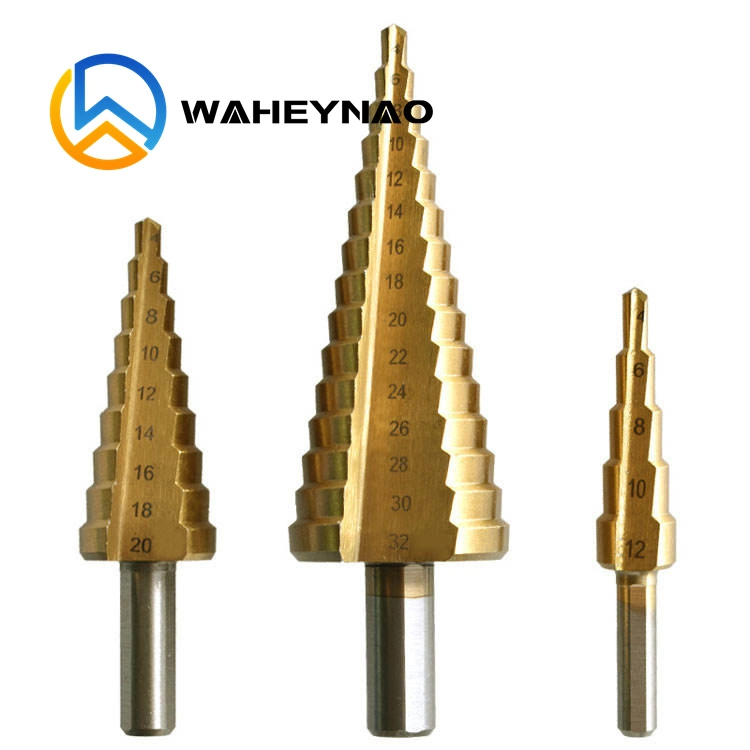 Titanium Cobalt M35 Tin-Coated Step Cone Drill Bit Set for Metal (3PCS)