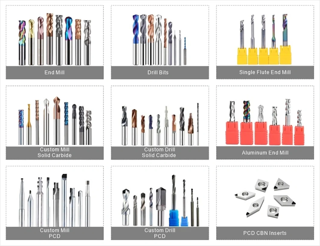 2/4 Flutes HRC70/ HRC65 High-Temperature Super Hard Ball Nose Square Coner Radius Solid Carbide End Milling CNC Cutter for Metal, Moulds, Die with Dark Coating