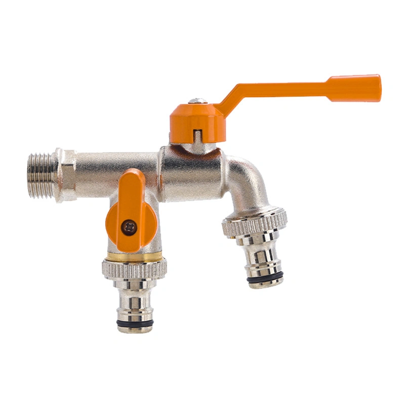 Brass Ball Valve Large Flow Double Outlet Faucet Used for Garden Hoses/Outdoor Antifreeze Tap/Washing Machines/Sinks